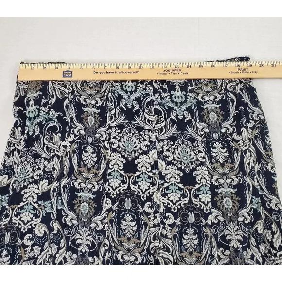 Pendleton Skirt Women 18 Blue Floral Lined A-Line Flowy Crinkle Silk Overlay - Picture 10 of 16
